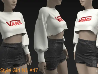 Street Style Girl N1  47  CLO3D ZPRJ FBX OBJ MTL 3D model