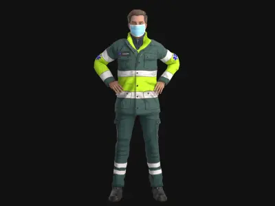 Paramedic Rigged Low-poly 3D model