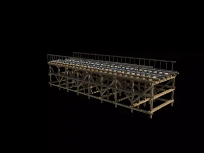 Wooden railway bridge 3D model purchase