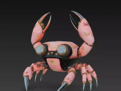 Royal Mecha Crab - Couture Robotic Sculpture 3D Model 3D print model