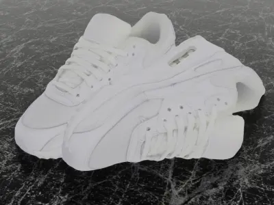 NIKE AIR MAX 90 WHITE 3D SHOES Low-poly 3D model