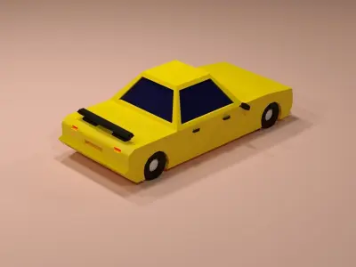 Cartoon Low Poly  Crossover Yellow Car Low-poly 3D model Low-poly 3D model