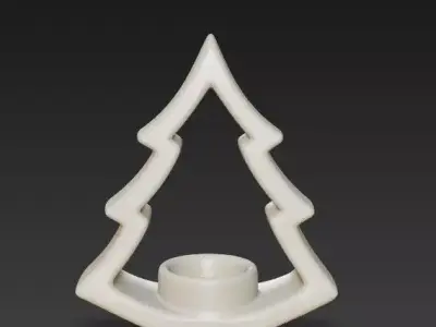 Minimalist Ceramic Christmas Tree Candle Holder 3D print model