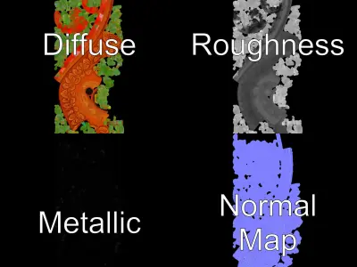 Decorative Plant Pot with Leaves Model Pack Low-poly 3D model