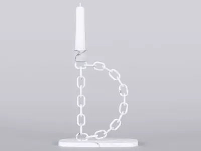 Alphabet D Chain White Candleholder 3D Model True 4K PBR Render Low-poly 3D model