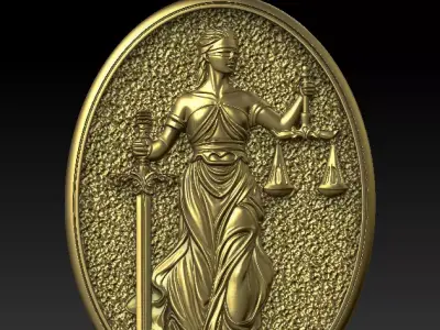 Lady Justice Oval Pendant 3D Model 3D print model