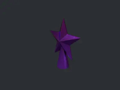 Purple Star Christmas Tree Topper Low-poly 3D model