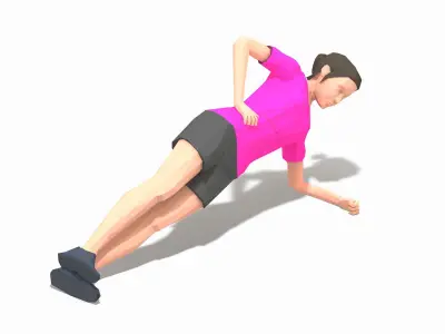 Side Plank Up Down Exercise Woman Animation Low-poly 3D model