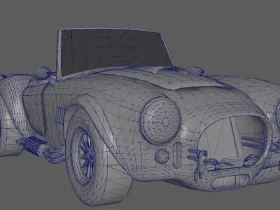 Cartoon red small car sports car Low-poly 3D model