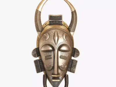 African Baule Sun Mask  Low-poly 3D model