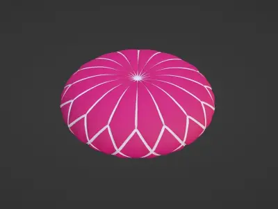Round decorative purple pillow 3D model