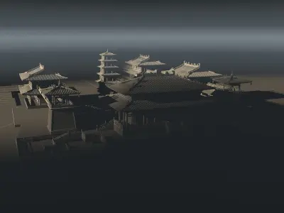 Chinese ancient house  3D model 36