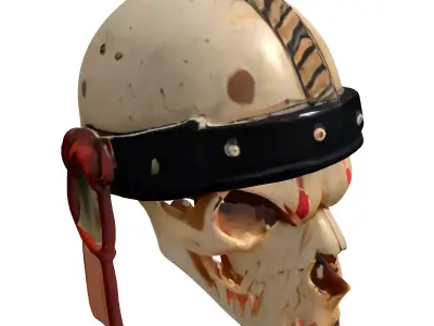 Fantasy Bloody Skull Warrior Helmet Low-poly 3D model