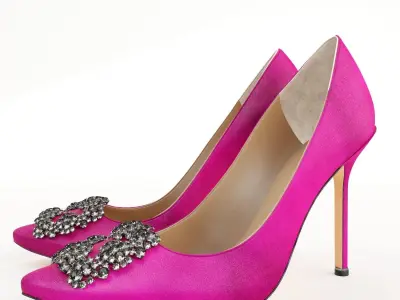 Manolo Blahnik Hangisi Satin High Heels 3D model