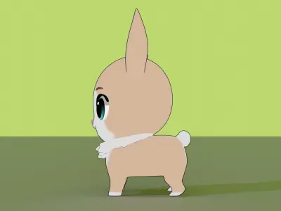 Stylized Toon Rabbit Low-poly 3D model