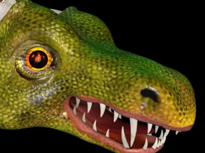 Dragon floating on a volcanic rock Low-poly 3D model