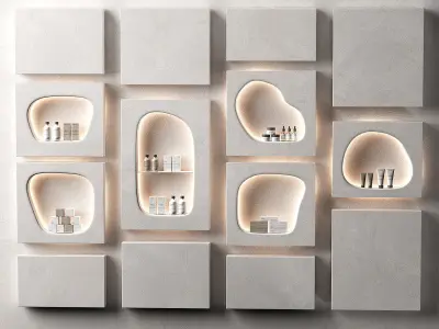 Cosmetics shop beauty salon Modular Niche Shelves in the wall 3D model