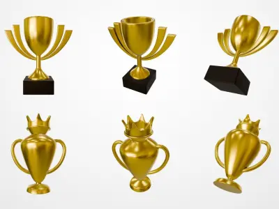 Gold Trophy Low-poly 3D model