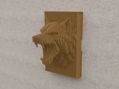 parametric wolf head 6mm 3D print model