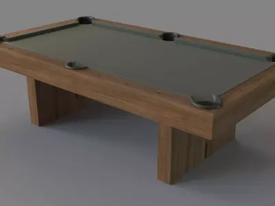 Walnut Pool Table Grey Felt 3D model