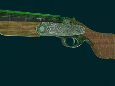 OLD Decorated Shotgun with ornament  PBR GAME-READY Free low-poly 3D model