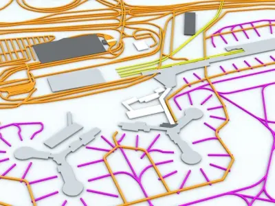 Las Vegas McCarran LAS Airport Roads Buildings and Public Trans 3D model