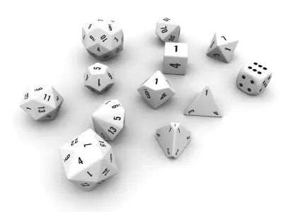 Polyhedral Dice Set - White Low-poly 3D model
