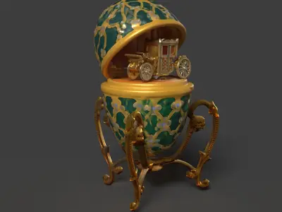 Faberge egg with carriage  Low-poly 3D model