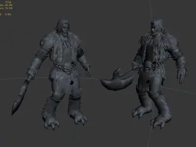 Stone Tomb Map - Pick Axe Statue 03 3D model