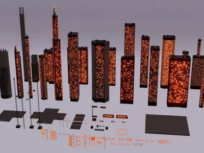 Futuristic Skyscrapers Pack 3D model