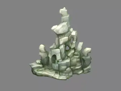 Rockery stones - decorative rock - Landscape rockery Low-poly 3D model