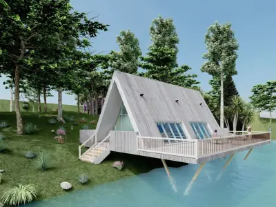 Wooden Cabin house  Low-poly 3D model