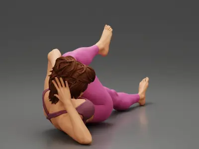 Young Woman Yoga Doing Obliques up Pilates Pose 3D print model