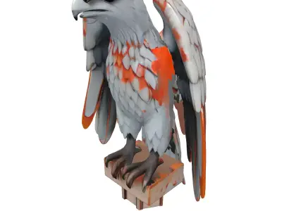 Stylized Weathered Eagle Statue Sculpture Low-poly 3D model