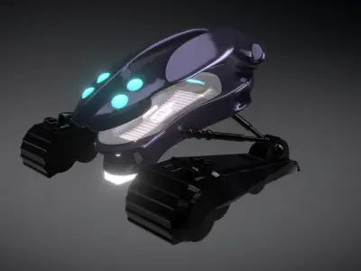 SpaceCar futuristic robot with lights Free 3D model