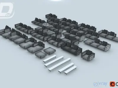 Calista Sofa Modular Set 3D model