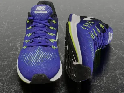 NIKE 3D SHOES - ZOOM PEGASUS 33 BLUE - YELLOW Low-poly 3D model