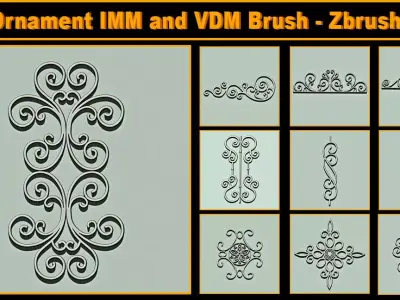 Grill Ornament IMM and VDM Brush for Zbrush Vol 2 Low-poly 3D model