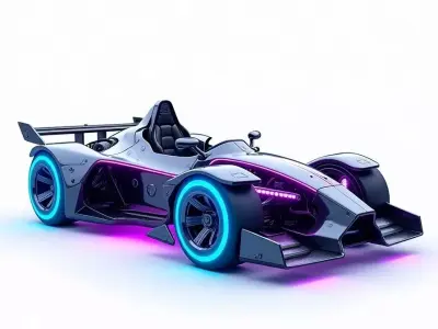 Futuristic Neon Race Car 3D Model Low-poly 3D model