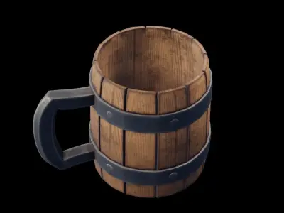 Wooden Mug Low-poly 3D model