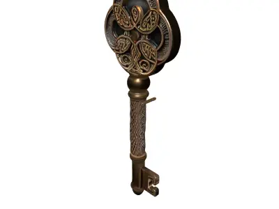 Ornate Antique Skeleton Key Low-poly 3D model