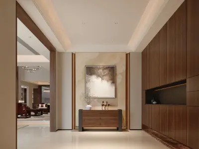 Modern Chinese Double Height Villa Living Room Interior 3D model