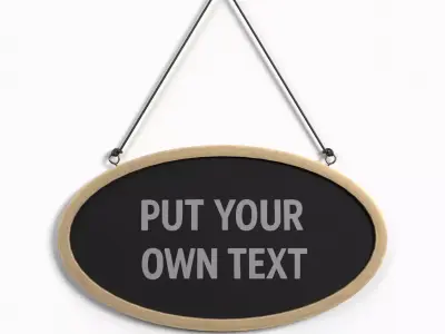 Display Sign - Oval Wooden Wall Message Board Low-poly 3D model