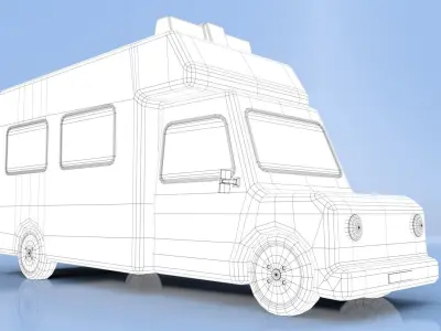 Cartoon Ambulance Low-poly 3D model
