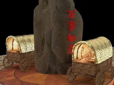 Chinese display stand with wagon  3D model