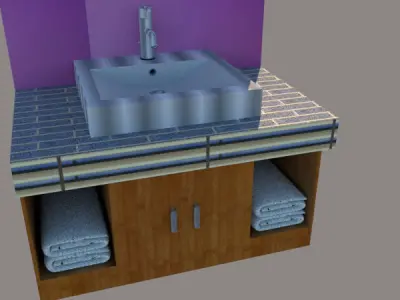 3D Wash Basin with Cabinet for interior builders 3D model