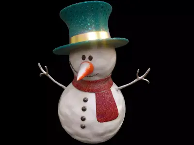 SnowMan - Game Ready wearing hat and scarf Low-poly 3D model