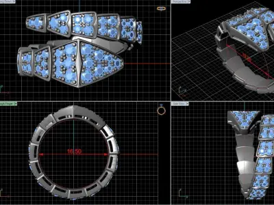 BVLGARI diamond snake ring 16 5 mm Size 3D print model