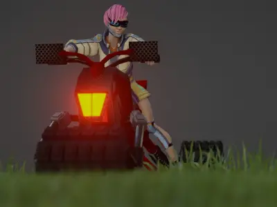 Motocycle motorcycle in grass Low-poly 3D model