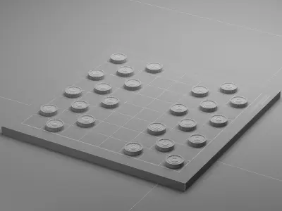 Checkers Set chess board with pieces 3D model